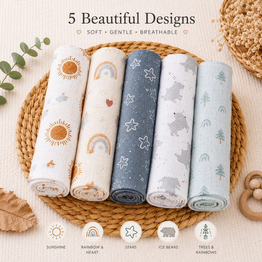 Muslin Swaddle Blanket Set 5 Pack